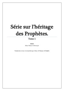 Série sur l’héritage des Prophètes.  Tome 1