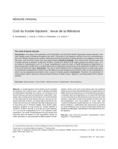 Coût du trouble bipolaire : revue de la littérature MÉMOIRE ORIGINAL