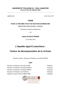 L’hépatite aiguë E autochtone : Facteur de décompensation de la cirrhose