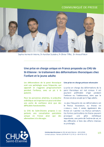 Novembre 2016 : Une prise en charge unique en France proposée au CHU de St-Étienne : le traitement des déformations thoraciques chez l'enfant et le jeune adulte
