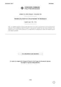 MODELISATION ET INGENIERIE NUMERIQUE  SESSION 2017 PSIMI06