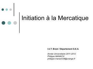 Initiation à la Mercatique I.U.T. Brest / Département G.E.A. Année Universitaire 2011-2012