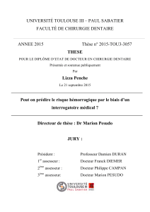 UNIVERSITÉ TOULOUSE III – PAUL SABATIER FACULTÉ DE CHIRURGIE DENTAIRE
