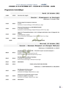 Programme Scientifique SABC  Mardi 18 Octobre 2011