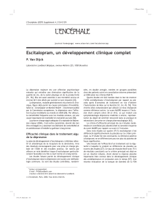 Escitalopram, un développement clinique complet P. Van Dijck