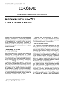 Comment prescrire un APAP ? D. Dassa, M. Lacambre, M.N Vacheron