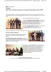 La remise des Prix El Fasi et des Prix Jeunes Chercheurs de l’AUF.