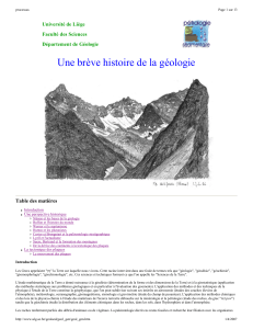 Une brève histoire de la géologie Table des matières Université de Liège