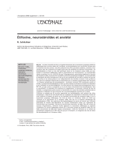 Étifoxine, neurostéroïdes et anxiété R. Schlichter
