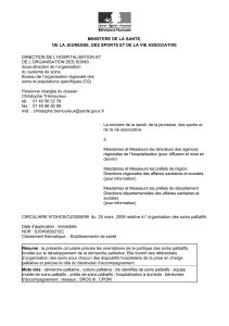 DIRECTION DE L’HOSPITALISATION ET DE L’ORGANISATION DES SOINS Sous-direction de l’organisation