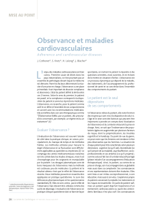 L’ Observance et maladies cardiovasculaires MISE AU POINT