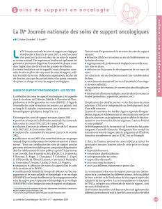 L La IV Journée nationale des soins de support oncologiques s