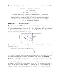 Piston et ensemble isotherme-isobare Second coefficient du Viriel des gaz parfaits quantiques
