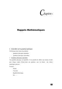 C hapitre I Rappels Mathématiques