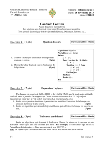 Contrôle Continu Exercice  1   :