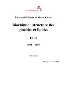 Biochimie : structure des glucides et lipides Université Pierre et Marie Curie PAES