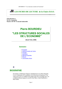 Pierre BOURDIEU &#34;LES STRUCTURES SOCIALES DE L’ECONOMIE&#34;