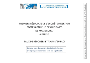 PREMIERS RÉSULTATS DE L’ENQUÊTE INSERTION PROFESSIONNELLE DES DIPLOMÉS DE MASTER 2007