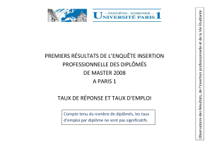 PREMIERS RÉSULTATS DE L’ENQUÊTE INSERTION PROFESSIONNELLE DES DIPLÔMÉS DE MASTER 2008