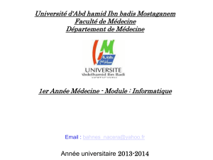 Université d'Abd hamid Ibn badis Mostaganem Faculté de Médecine Département de Médecine