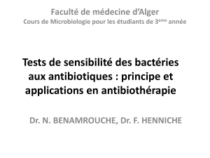 Tests de sensibilité des bactéries aux antibiotiques : principe et