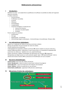 Médicaments anticancéreux  I- Introduction :