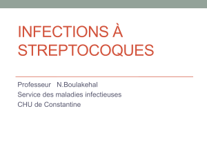 INFECTIONS À STREPTOCOQUES Professeur   N.Boulakehal Service des maladies infectieuses