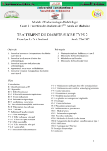 TRAITEMENT DU DIABETE SUCRE TYPE 2  Module d’Endocrinologie-Diabétologie