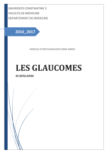 LES GLAUCOMES 2016_2017 UNIVERSITE CONSTANTINE 3 FACULTE DE MEDECINE