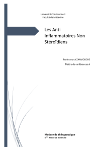 Les Anti Inflammatoires Non Stéroïdiens Module de thérapeutique