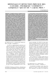 DÉPISTAGE ET DÉTECTION PRÉCOCE DES CANCERS : POURQUOI ? COMMENT ?