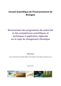 Conseil Scientifique de l’Environnement de Bretagne Recensement des programmes de recherche