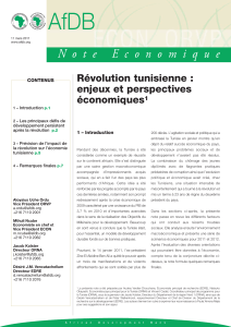 N o t e   E c o n... Révolution tunisienne : enjeux et perspectives économiques