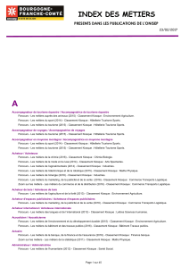 A INDEX DES METIERS PRESENTS DANS LES PUBLICATIONS DE L'ONISEP 23/02/2017