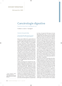 Cancérologie digestive DOSSIER THÉMATIQUE Gastrointestinal malignancies Cancers du pancréas