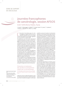 Journées francophones de cancérologie, session AFSOS SOINS DE SUPPORT EN ONCOLOGIE