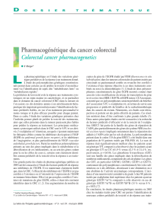 L Pharmacogénétique du cancer colorectal Colorectal cancer pharmacogenetics D