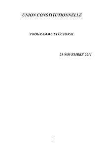 UNION CONSTITUTIONNELLE PROGRAMME ELECTORAL  25 NOVEMBRE 2011