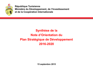 République Tunisienne Ministère du Développement, de l’Investissement et de la Coopération Internationale