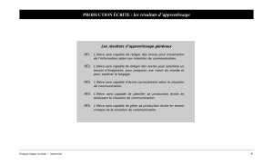 les résultats d’apprentissage PRODUCTION ÉCRITE : Les résultats d’apprentissage généraux