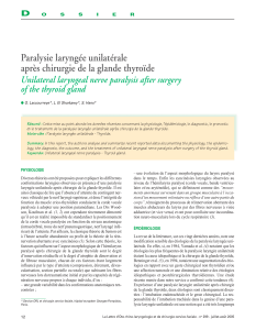 Paralysie laryngée unilatérale après chirurgie de la glande thyroïde