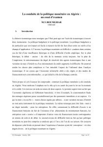 La conduite de la politique monétaire en Algérie : M.Y.BOUMGHAR