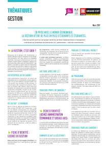 GESTION THÉMATIQUES EN PRISE AVEC LE MONDE ÉCONOMIQUE,