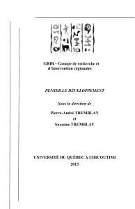 GRIR – Groupe de recherche et d’intervention régionales  Pierre-André TREMBLAY