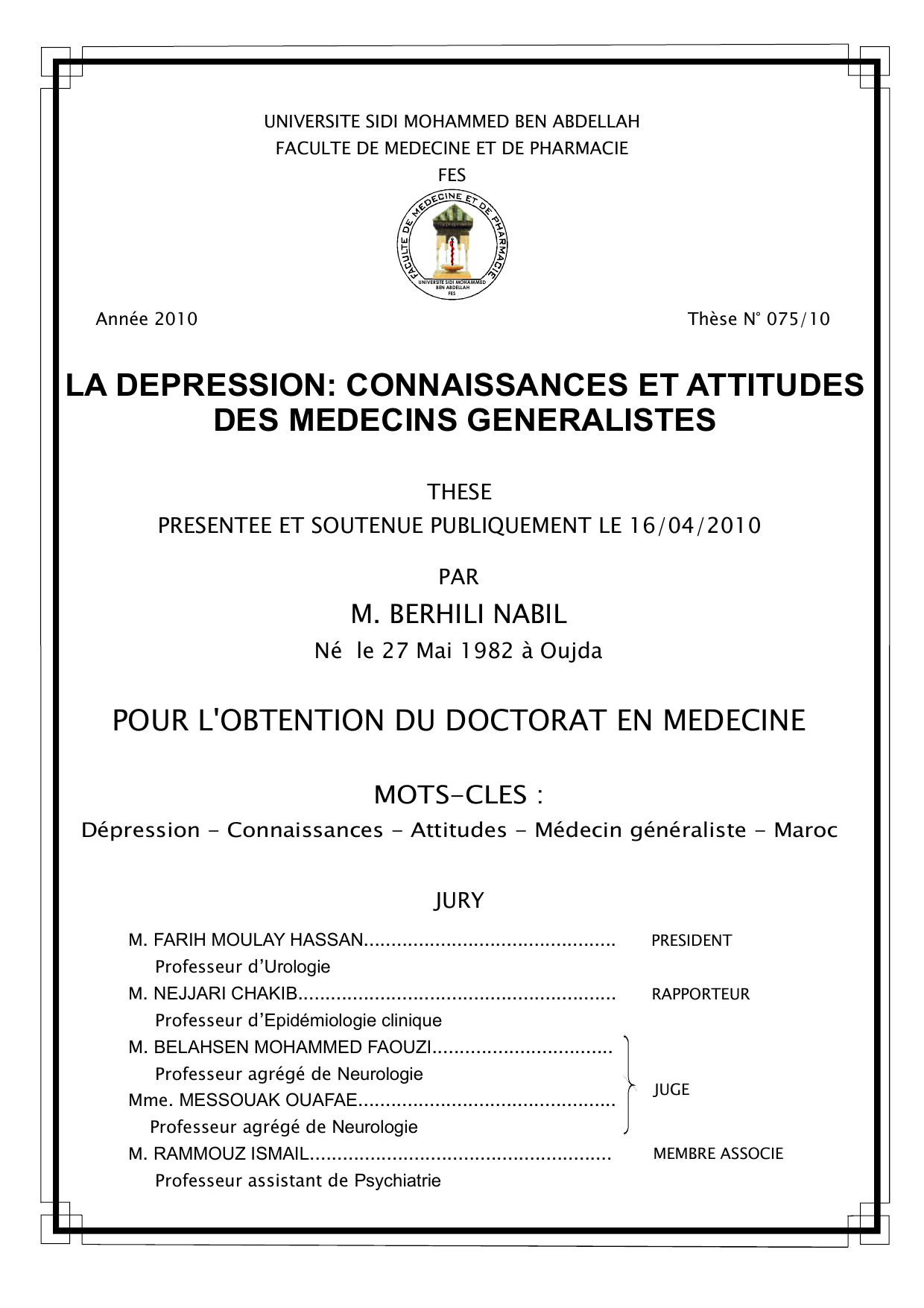 Enseignants De La Facult De M decine Et De Pharmacie OUJDA