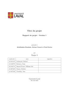 Titre du projet Rapport de projet - Version 1 Équipe 9