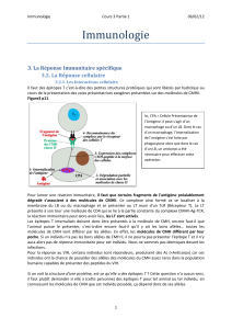 Immunologie 3. La Réponse Immunitaire spécifique  3.2. La Réponse cellulaire