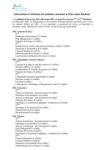 Information à l’attention des étudiants entamant la 2ème année Bachelor