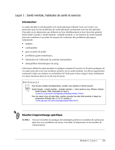 Leçon 1 : Santé mentale, habitudes de santé et exercice - Format PDF