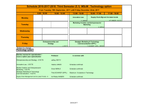 Schedule 2016-2017-2018: Third Semester (5.1)  MScM : Technology option